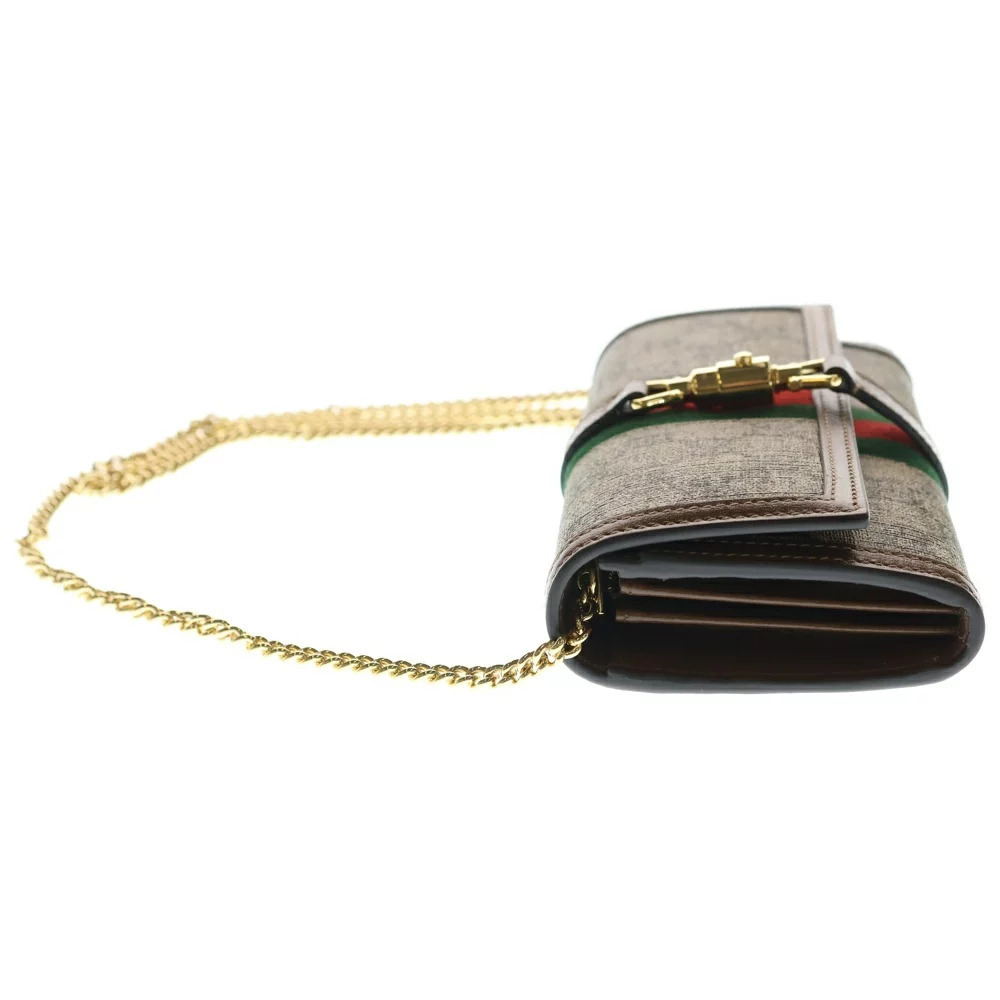 GUCCI Jackie GG Supreme Chain Wallet Shoulder Bag Beige - Picture 3 of 6